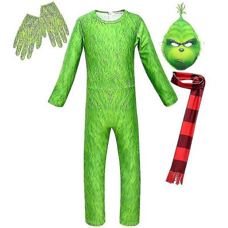 Barn Gutter Grinch Cosplay Kostyme Fint Antrekk Julefest Jumpsuit Kr
