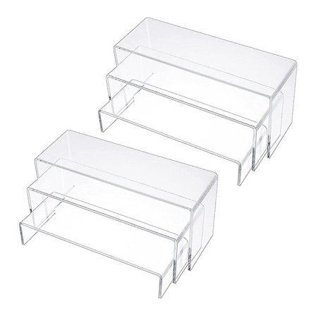 Akryl Display Risers, Klare Rektangel Stande Hylde til Display 6 stk