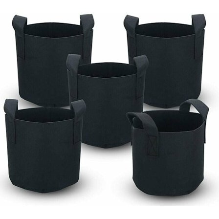 5-pack 20 liter - 5 gallon - 25 x 30 cm odlade väskor i non-woven - med bärhandtag - för trädgård växthus etc - odlade väskor