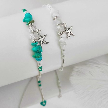 Ankelkæde med søstjerne af natursten til kvinder