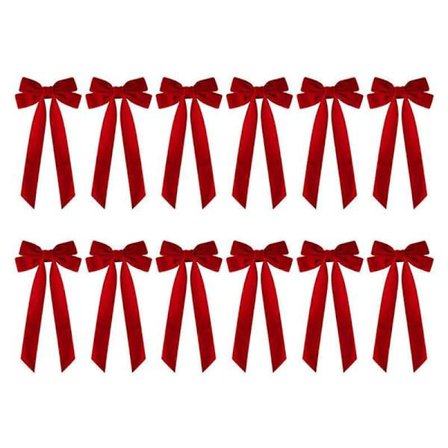 12 stk Fløyelsrosetter Gjenbrukbar Juledekorasjon Fløyelsbåndrosetter Vintage Ensfarget Fløyel Rosetter for Juletre Krans DIY Håndverk Rød