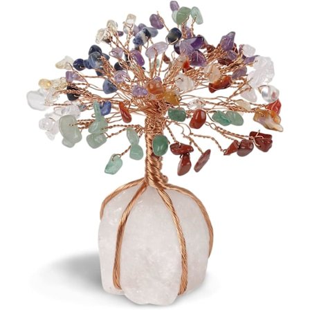 Multifarvet Krystal Penge Træ Healing Krystal Gaver Rosenkvarts C