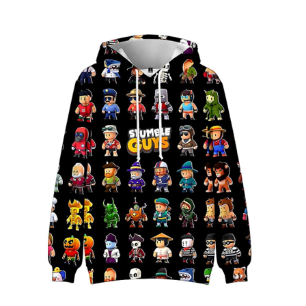 Stumble Guys Børn 3D-print luvtröja Hoodie med lomme Langærmet Dreng Pige Halloween Julegaver