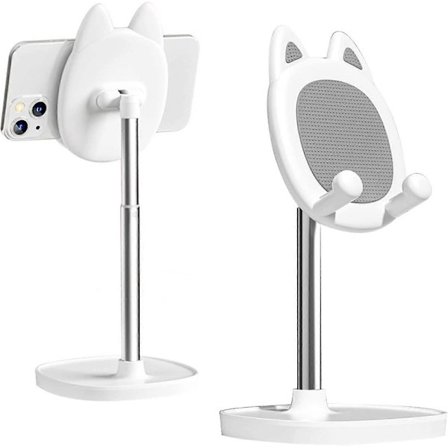 Wabjtam Söt Kat Telefonhållare, Justerbar Vinkel Och Höjd Telefonhållare (rosa)