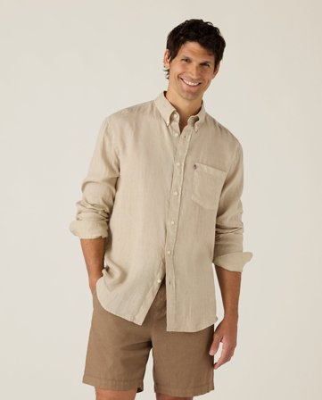 Lexington Casual lin B.D-skjorte, beige