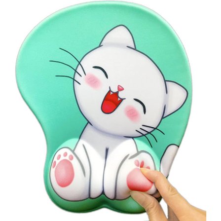 3D Musematte med ergonomisk håndleddsstøtte, sklisikker gel Anime Kawaii søt rosa musematte, håndleddsstøtte, smertelindring