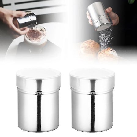 2 stk. Rustfrit Stål Chokolade Shaker Duster Dredgers Sprinkler Glasur Sukker Kakao Mel Kaffe Mesh Sifter
