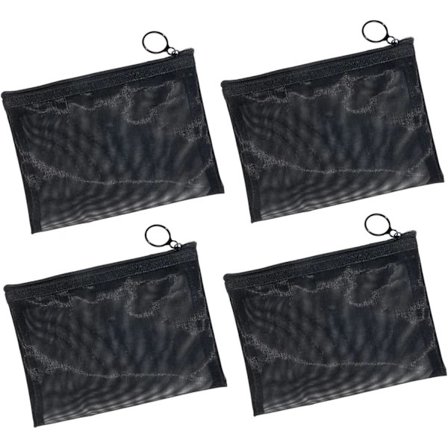 【PP】4 kpl Mini Vetoketjullinen Meikkipussi Verkkokangasjärjestelytasku, Musta Nylon Vedenpitävä Pieni Käsilaukku Kosmetiikka-XF25-