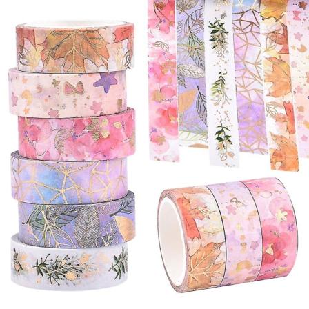 Nytt 6 rullar blomma folie tejp klistermärke för scrapbooking Papper Album Gör själv Dekorativa