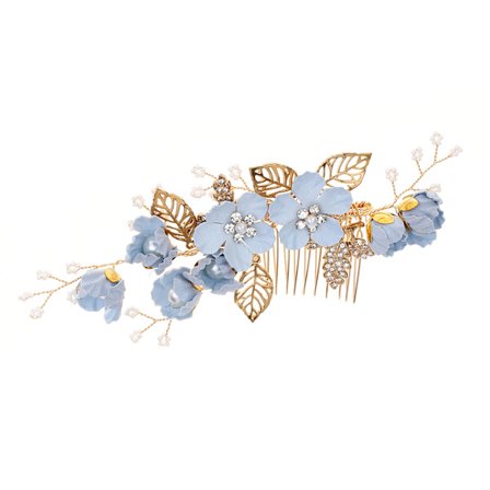 Blomma gyllene diamant blad insats kam, brud bröllop kam