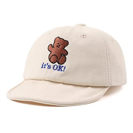 Toddler Girls' Baseball Cap Little Boy Roll-up Brim Cap Cute Baby Hat för 1-3 år----Bear Beige