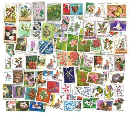 Blomster - 100 forskellige frimærker - Postfrisk