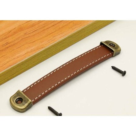 6 stk. lædergreb til skabe - lædergreb til køkkenskabe - skuffegreb - lædergreb med skruer - lædergreb til køkken- og badeværelsesdøre