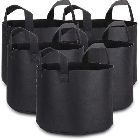 Hemma 5 Gallon Dyrkningsposer med Planteetiketter, 5-Pak Tykt Stof