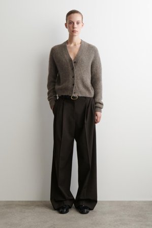 COS Femme Cardigan Court En Maille D'alpaga Mélangée in Beige