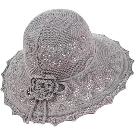 Dam Solhatt i Strå Vikbar Strandhatt Bredbrättad Slokhatt