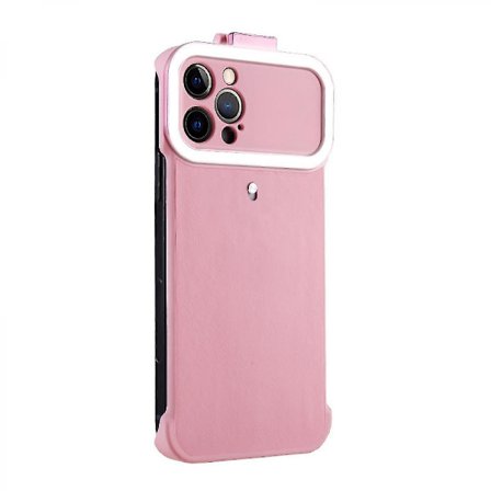 Etui til iPhone 12 med ringlys for selfie (rosa)