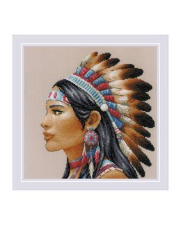 Stickpackung Bild Frau mit Federn