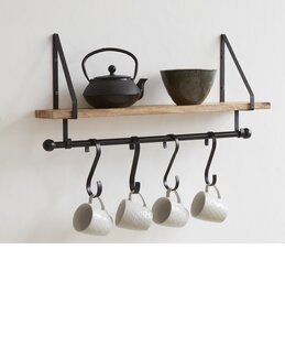 Hylle med kroker Svart