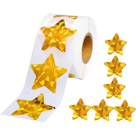 1 rulle små stjärnklistermärken stjärnetiketter guldkant presentklistermärken guld dekor
