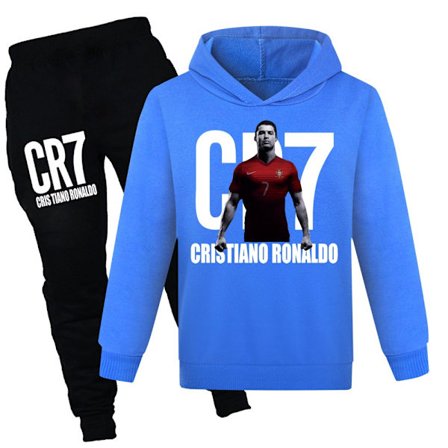 Lasten Cristiano Ronaldo -villapaita huppari ja collegehousut - CR7-verryttelypuku, 2-osainen asu pojille ja tyt ille F 100CM