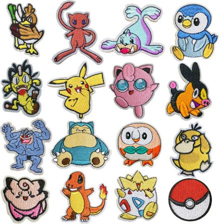 16 stk Stryke-på-lapper for Barn Stryke-på-lapper Sy-på Stryke-på-lapper for Klær Jeans T-skjorter Ryggsekker Sko Luer for Barn og Voksne