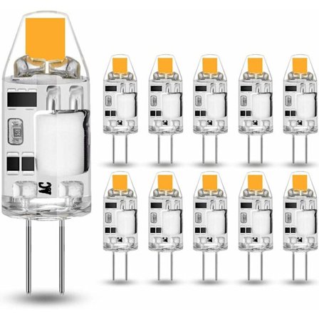 10-pack G4 2W LED-lampor - Ersätter 20W halogenlampor - Varmvit 3000K - 200lm - 12V AC/DC G4 - Flimmerfri - Dimbar [Energiklass F]