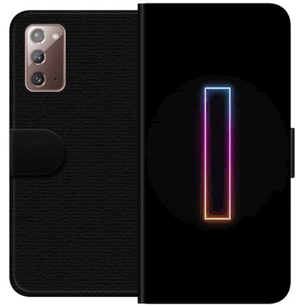 Kompatibel Tegnebogsetui til Samsung Samsung Galaxy Note20 Minimalistisk neonbogstav I i regnbuefarver mod mørk baggrund