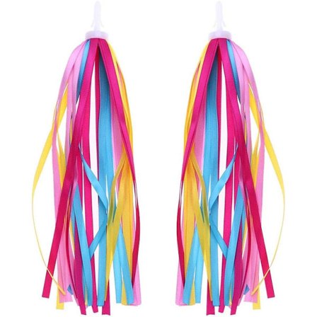 Regnbågscykelband för barn, flickor och pojkar, 2 st färgglada styrehandtag med tofsar, tillbehör för cykeltransport