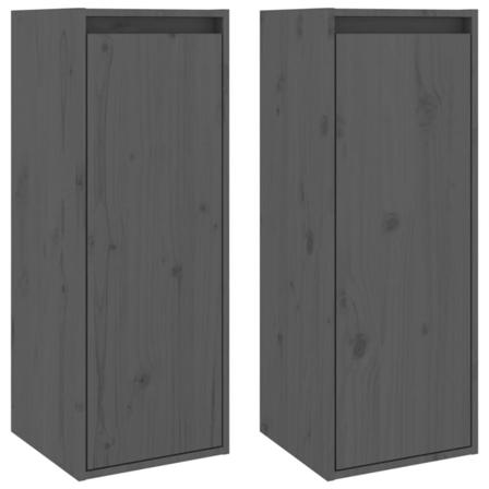 Vidaxl Väggskåp 2 St Grå 30x30x80 Cm Massiv Furu Grå