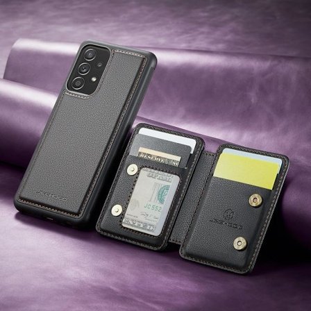 (För Samsung A35) 2-i-1 PU lädertelefonfodral med magnetiskt kortfack och kickstand för ökad bekvämlighet