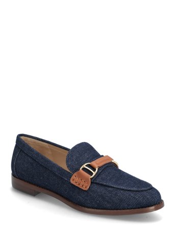 Lauren Ralph Lauren Tasha Leather-Trim Denim Loafer - Blue - 40