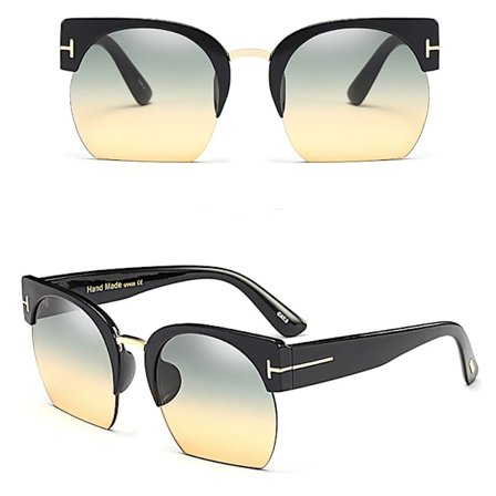 Newest Semi-Rimless Sunglasses Women Brand Designer Clear Lens Sun Glasses For