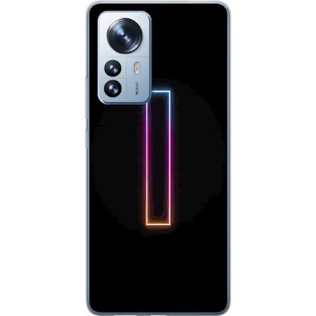 Kompatibel Mobilcover til Xiaomi Xiaomi 12 Pro Minimalistisk neonbogstav I i regnbuefarver mod mørk baggrund