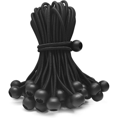 50-pack Bungee-bollar 6 tum, Svart Bungee-sladd för presenning, 0.