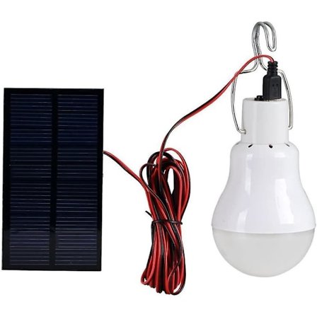 Solcelled LED-spotlys, bærbar LED-pære, solcellelampe med 0,8W solcellepanel for utendørs belysning