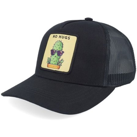 Kiddo Cap - Svart trucker Keps - Kids No Hugs Cactus Dark Black Trucker @ Hatstore