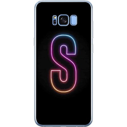 Kompatibelt Mobildeksel til Samsung Samsung Galaxy S8+ Neonbokstav S i lysende rosa og blå toner mot mørk bakgrunn, stilig bokstavkunst med retrofut