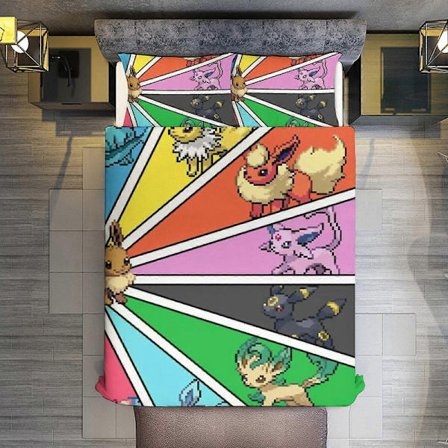 KA394 Pokémon 3-delt sæt Microfiber dyner med pudebetræk Blødt letvægts sengetæppe Sengetæppe Dyne til alle årstider Sengetøj RM394