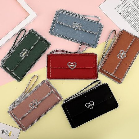 Damväska Pu-läder lång damclutch, rosa, 19,5 cm * 10,5 cm * 2,5 cm