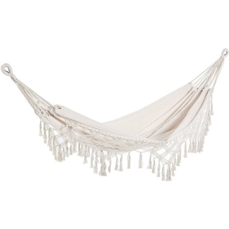 Bærbar Reisehengekøye, Hengekøye i Bohemstil, Duskehengekøye, Total Størrelse 200*150cm, Beige