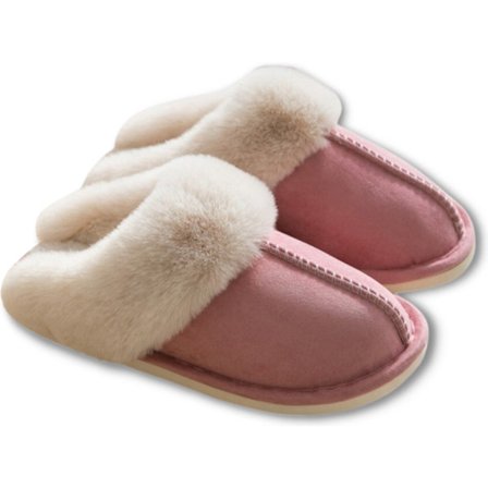 Bløde skridsikre hjemmesko til kvinder og mænd med plysforing størrelse 42/43 pink