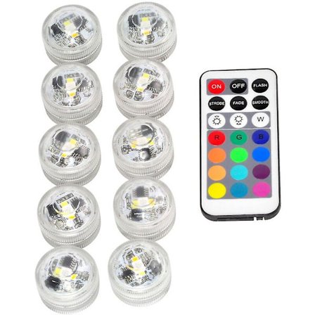 10 Pcs Mini Submersible Led Lights, Waterproof Underwater Lamp Rgb Multicolor Led Candles Lighting With 1 Remote Control For Pool Pond Aquarium Vase D