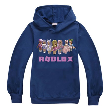 Barn ROBLOX Trykt Løs Hettegenser Genser Topp Alder 9-14 år Marineblå