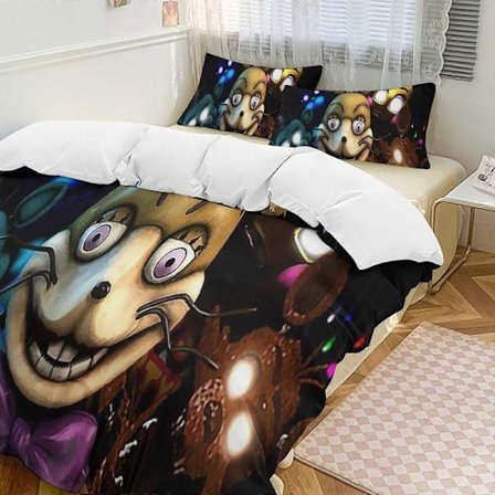 SQ287 Five Nightat Freddy Quilt Sæt Tykkere Blødt 3 Dele Sengelinned Sæt Helårs Dynebetræk med 2 Pudebetræk til Voksne Kvinder Piger Teenagere 
