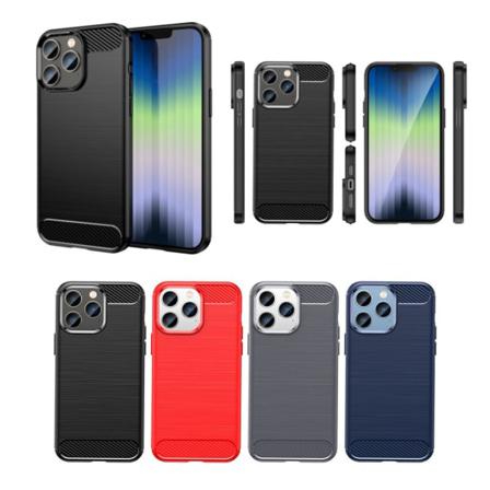 SKALO iPhone 14 Pro Max Armor Carbon Iskunkestävä TPU suojakuori Red