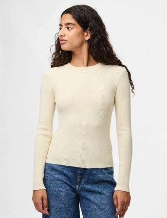 Pieces Pcmira New Ls O-Neck Knit Noos Bc - Cream - M