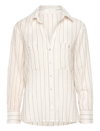 Pocket Striped Shirt Beige Mango