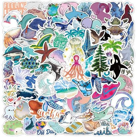 100 st Ocean Stickers, Strand Stickers, Vattentäta Ocean Animal Themed Stickers För Vattenflaskor Laptop Bil Bagage Mobiltelefon Skateboard