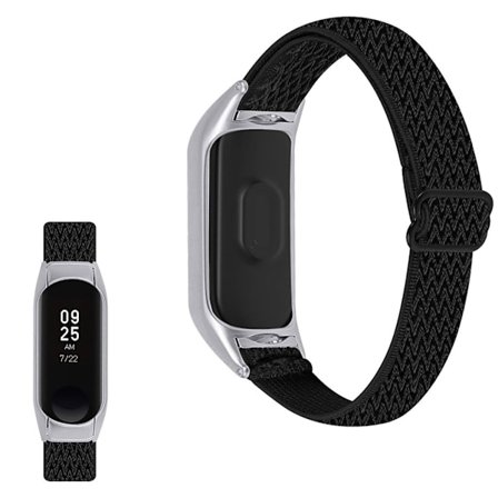Xiaomi Mi Smart Band 4 / 3 nylon elastiskt klockarmband - Svart
